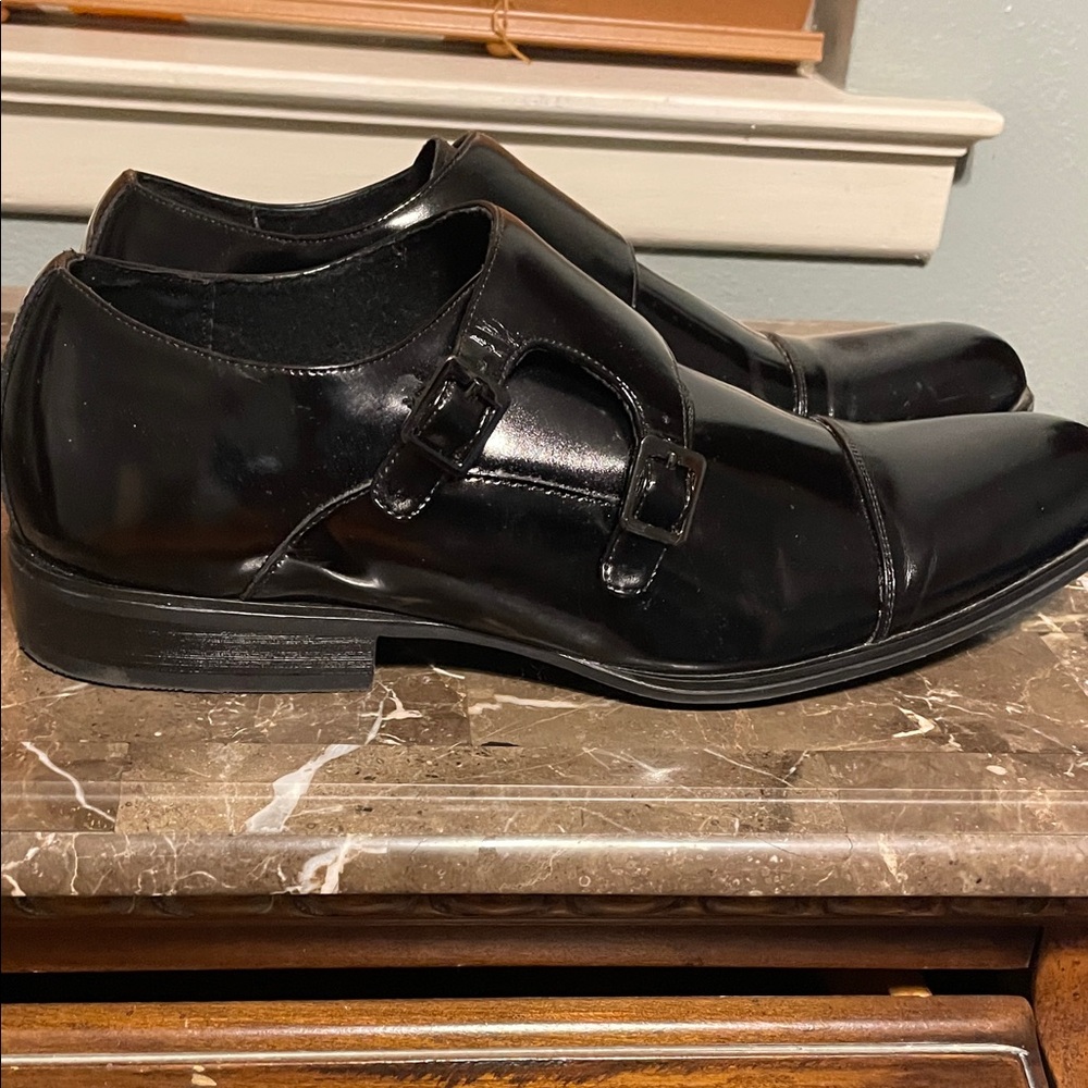 Stacy Adams Leather Cap Toe Double Monk Strap Dress Shoes